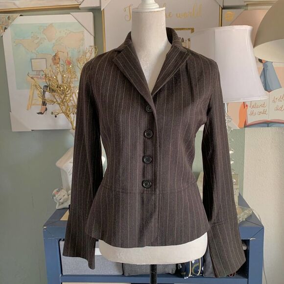 YANSI FUGEL brown wool blazer sz 6 or small - Picture 1 of 7